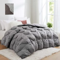 Best Pirce 😍 Puredown Luxury 93% Down Comforter White Goose Down 800 Fill Power, Winter Comforter 100% Cotton Cover -Grey 😍