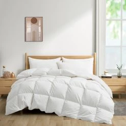 Budget 🎉 Puredown All Season White Down Fiber Comforter with 100% Cotton Cover 🎁