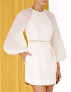 Deals 🤩 Zimmermann 👩 women Rouleau Chain Mini 👗 Dress in Pearl 👍