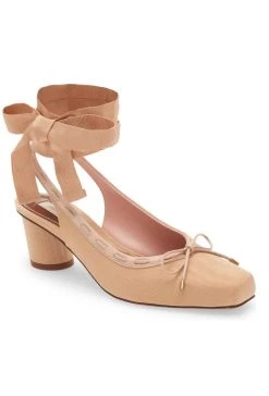 Hot Sale 🌟 Zimmermann 👩 women Chisel Toe Ankle Tie Pump in Nude ✔️