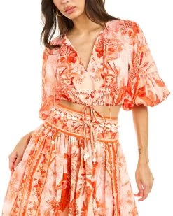 Best deal ⭐ women Zimmermann Lyre Crop Linen Blouse 🛒