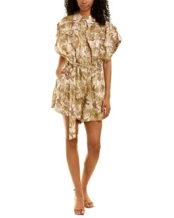 Best Sale 🔥 women Zimmermann Cuffed Linen Romper 🎁