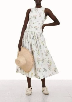 Budget ✨ Zimmermann 👩 women Jeannie Halter Midi 👗 Dress in Bouquet Floral 🥰