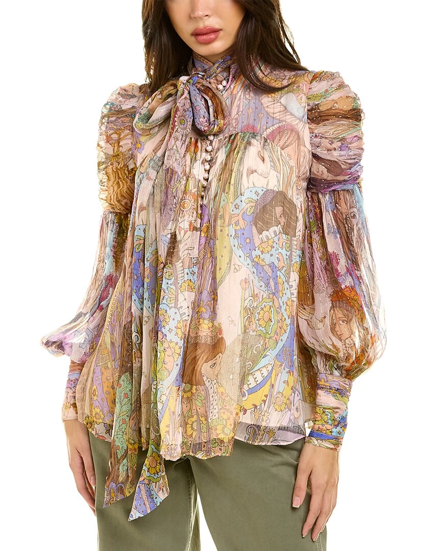 Best Pirce 😉 women Zimmermann Silk-Blend Lurex Blouse 👏 3 Best Pirce 😉 women Zimmermann Silk-Blend Lurex Blouse 👏