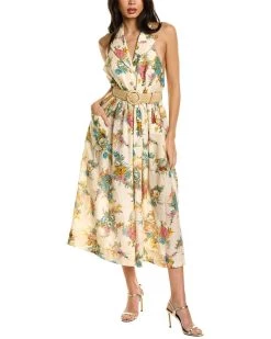 Best Sale 👍 women Zimmermann Halter Linen 👗 Dress ✔️